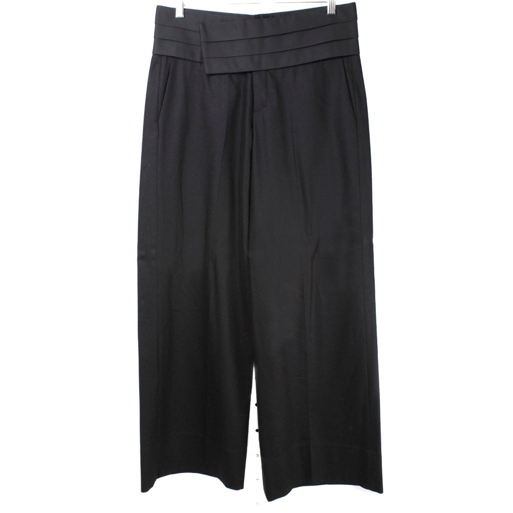 TEVROW + CHASE Wool Wide Leg Satin Waist Dress Pants NWT